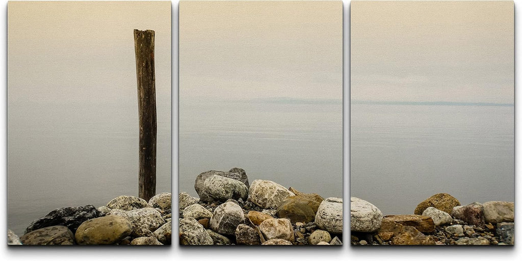 Canvas Print Wall Art Set Ocean Waves Marine Life Nautical Landscape Blue 16x24 x 3 R62973