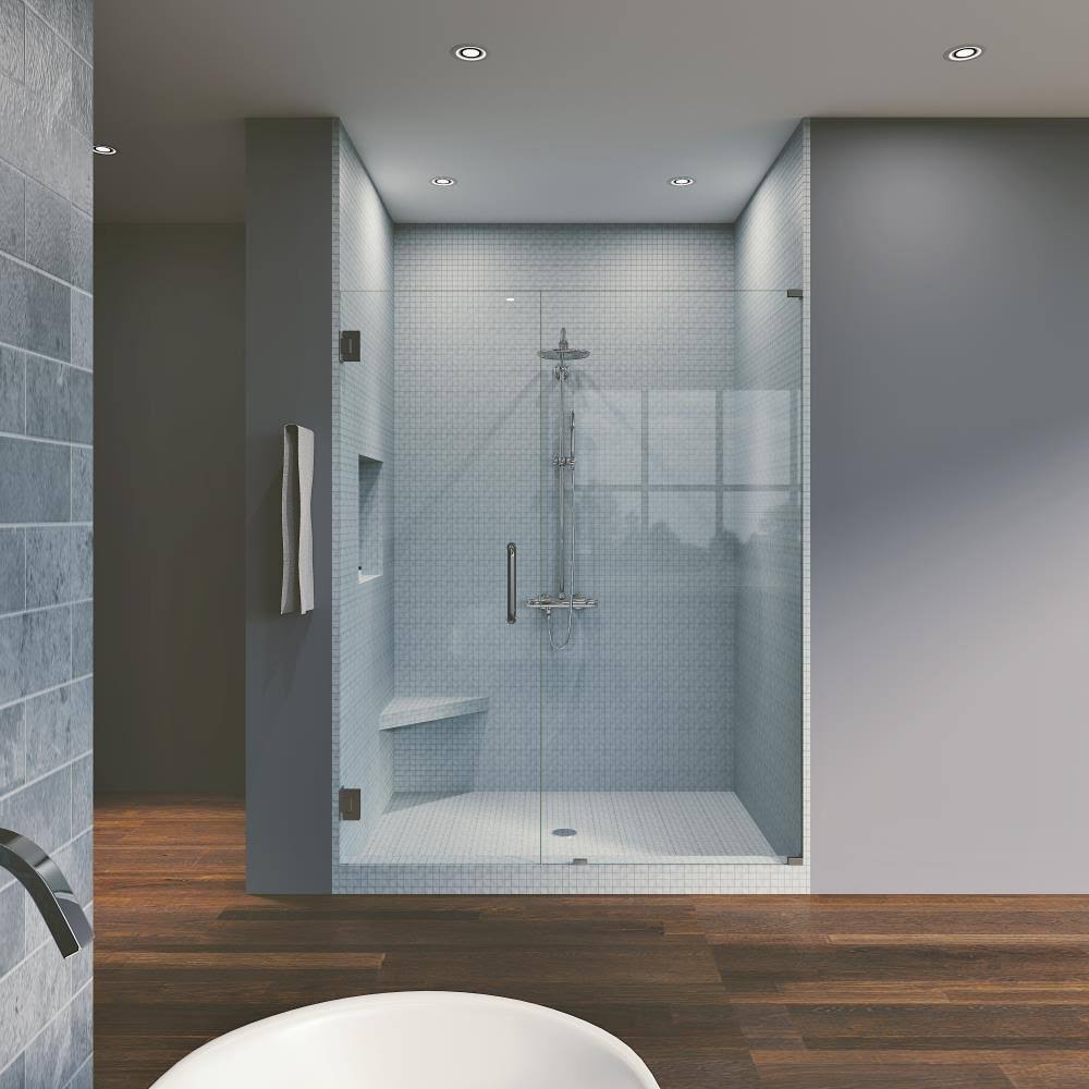 58.5x22 W x 76x22 H Hinged Frameless Shower Door Brushed Nickel L75461