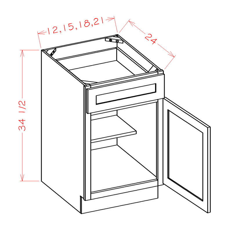 Grey 1 Door 1 Drawer 1 Shelf Base Cabinet C976