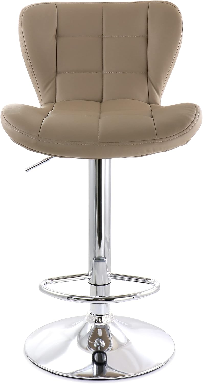2 Piece Adjustable Faux Leather Bar Stool with Chrome Base K341813