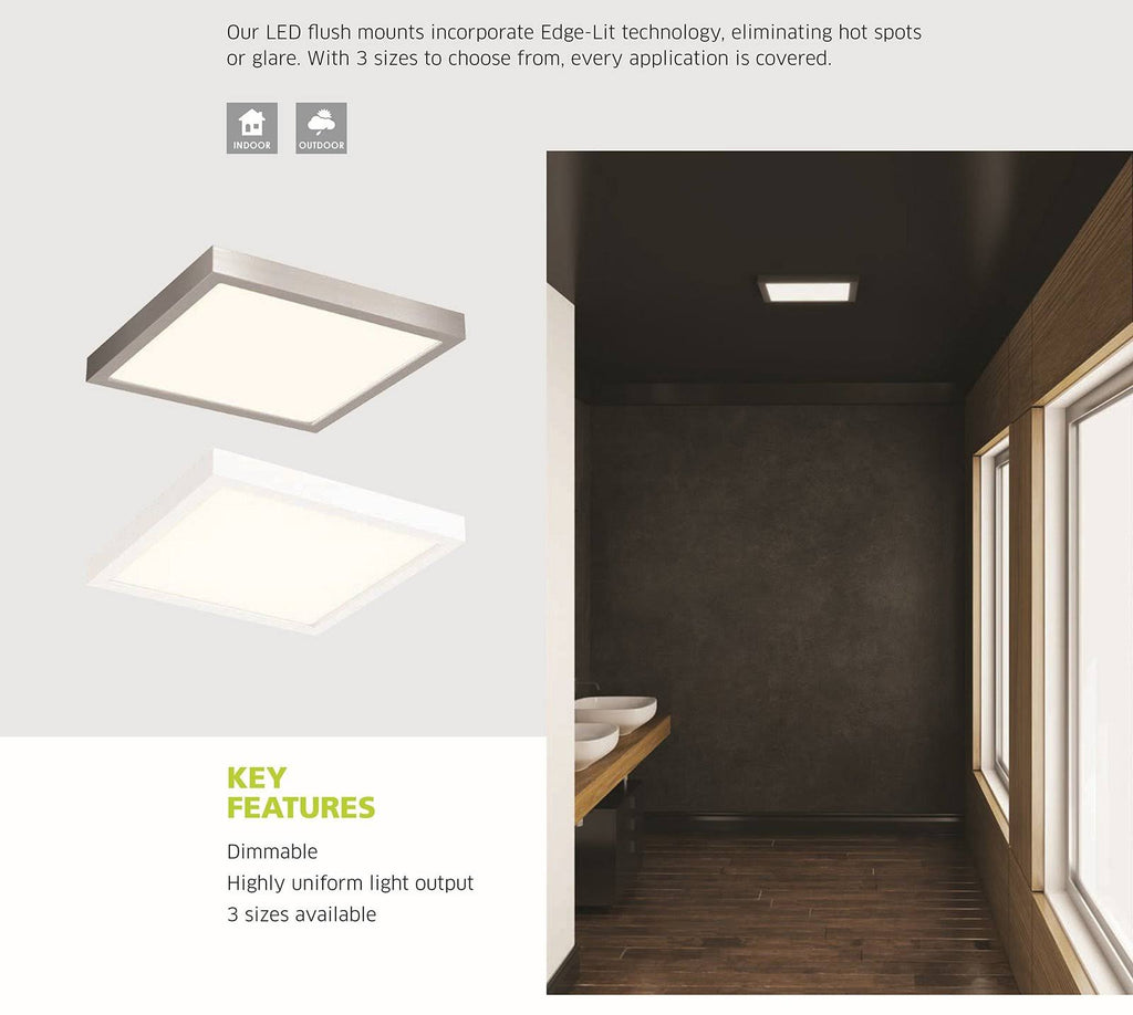 Satin Nickel LED Square Flush Mount Z584092