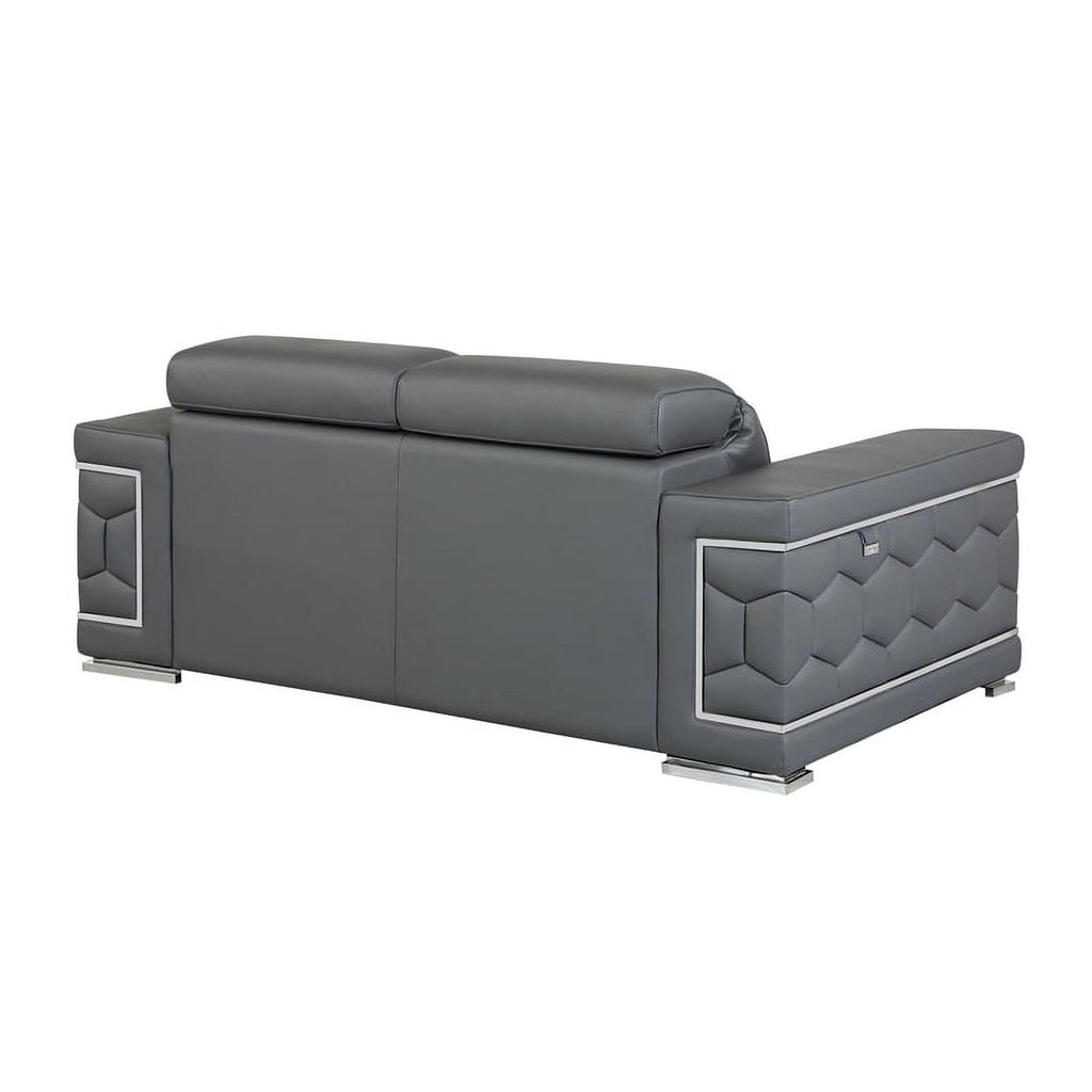 Genuine Italian Leather Loveseat in Gray M21388