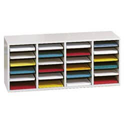 Grey 24-Compartment Wood Literature Sorter A2947