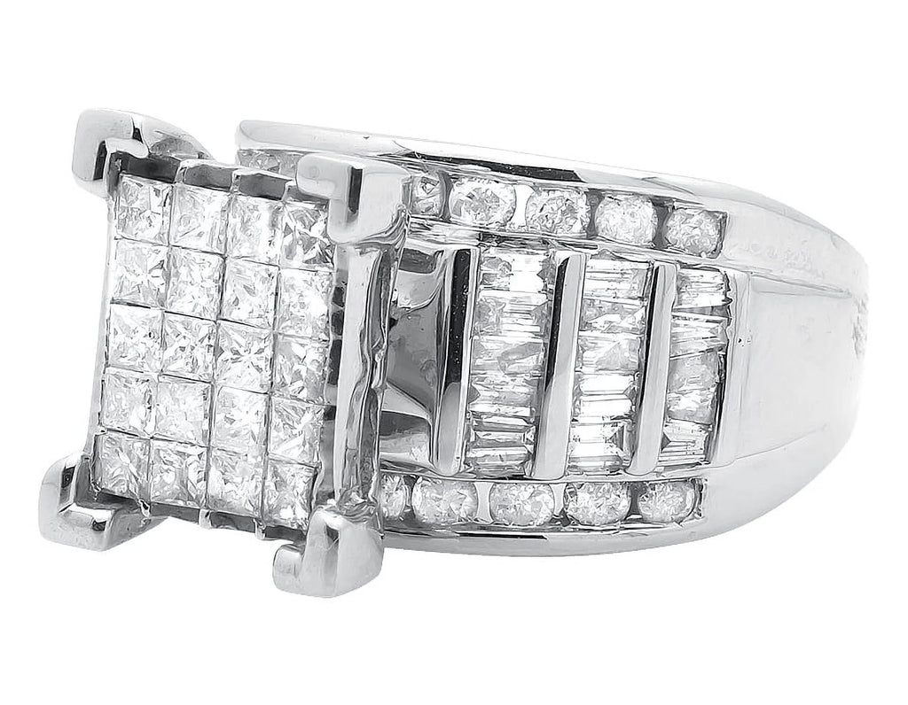 10k White Gold Princess Cut Cluster Engagement Ring E2019