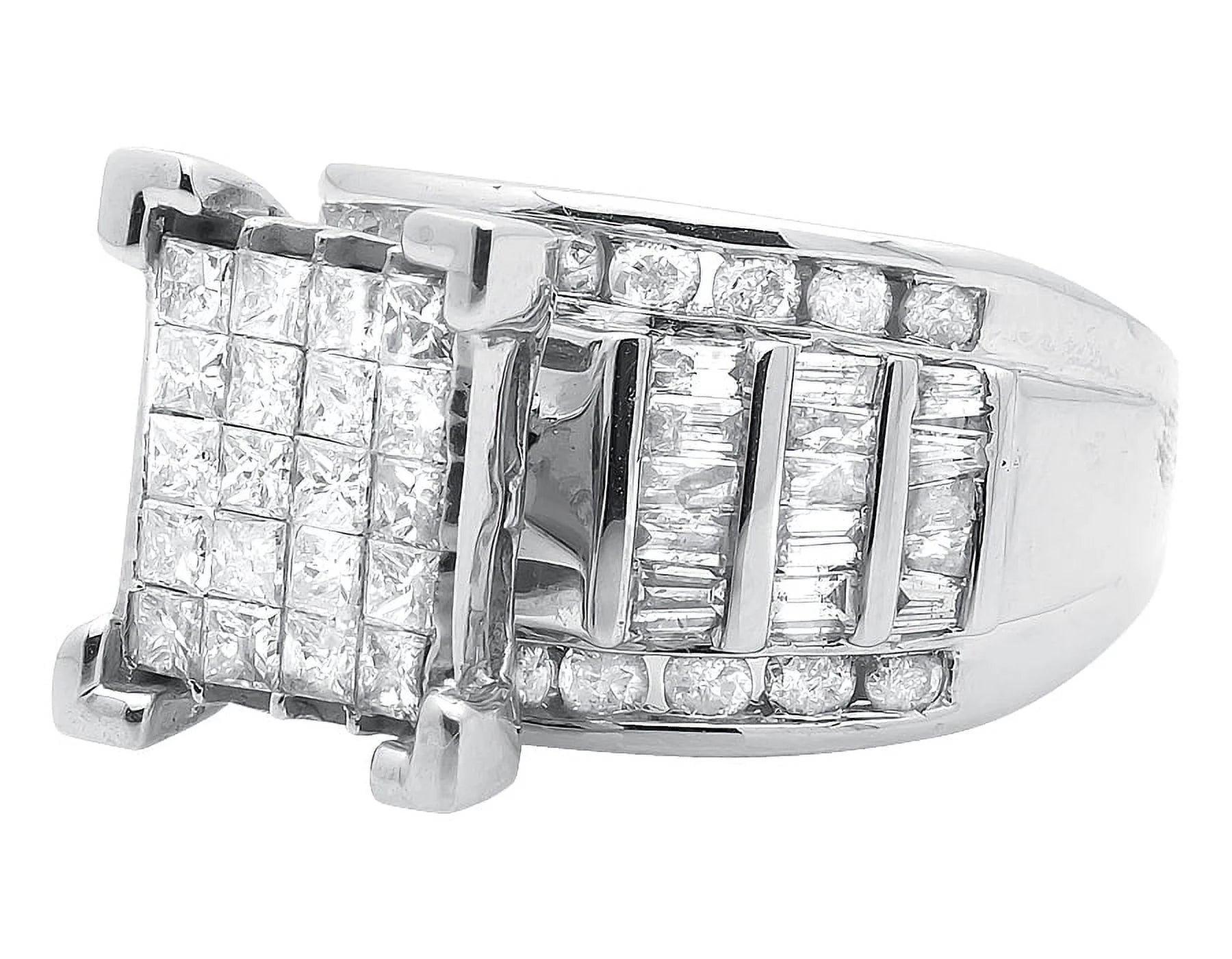 10k White Gold Princess Cut Cluster Engagement Ring E2019