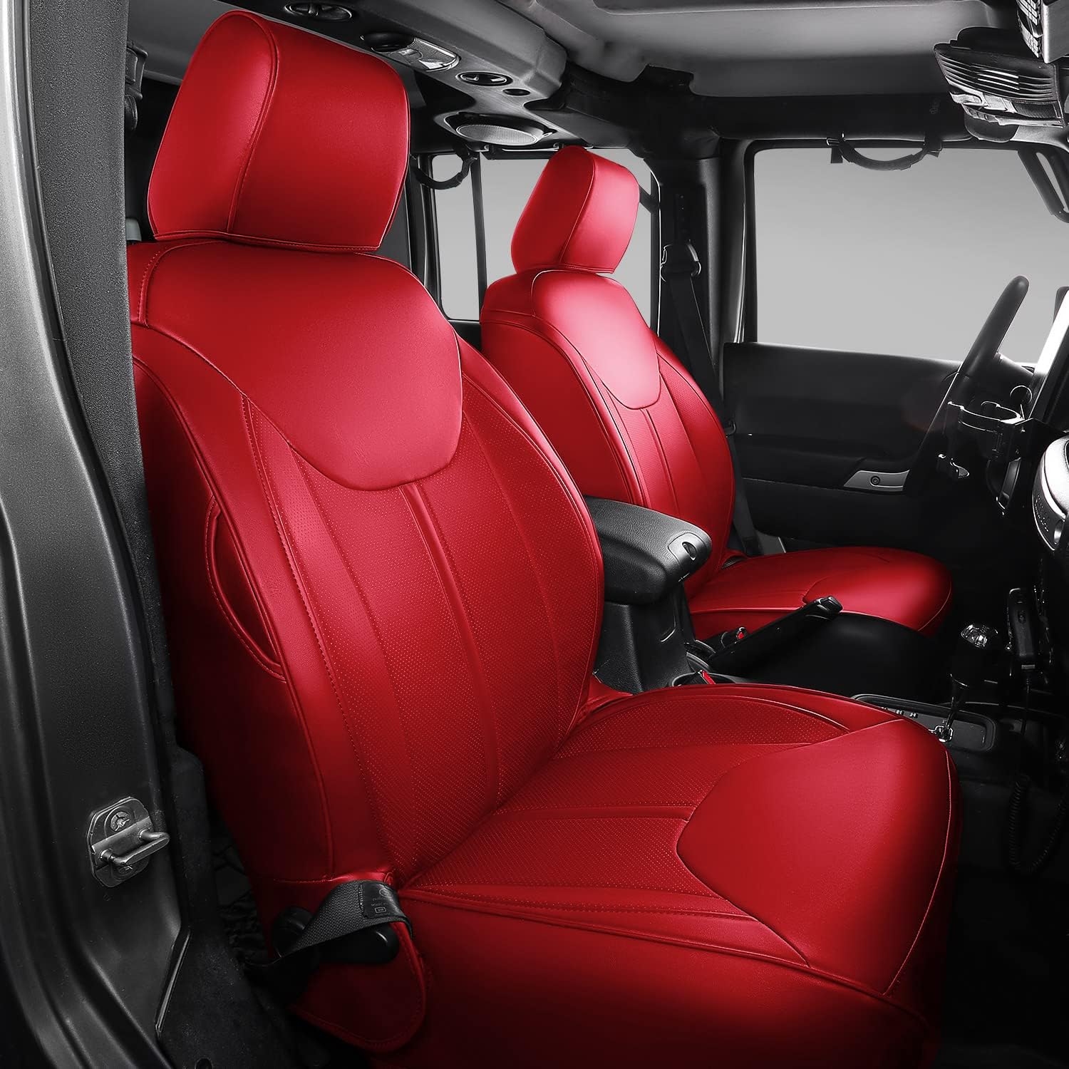 Red PU Leather Front and Back Seat Covers for Jeep Wrangler JK 4 Door D815525