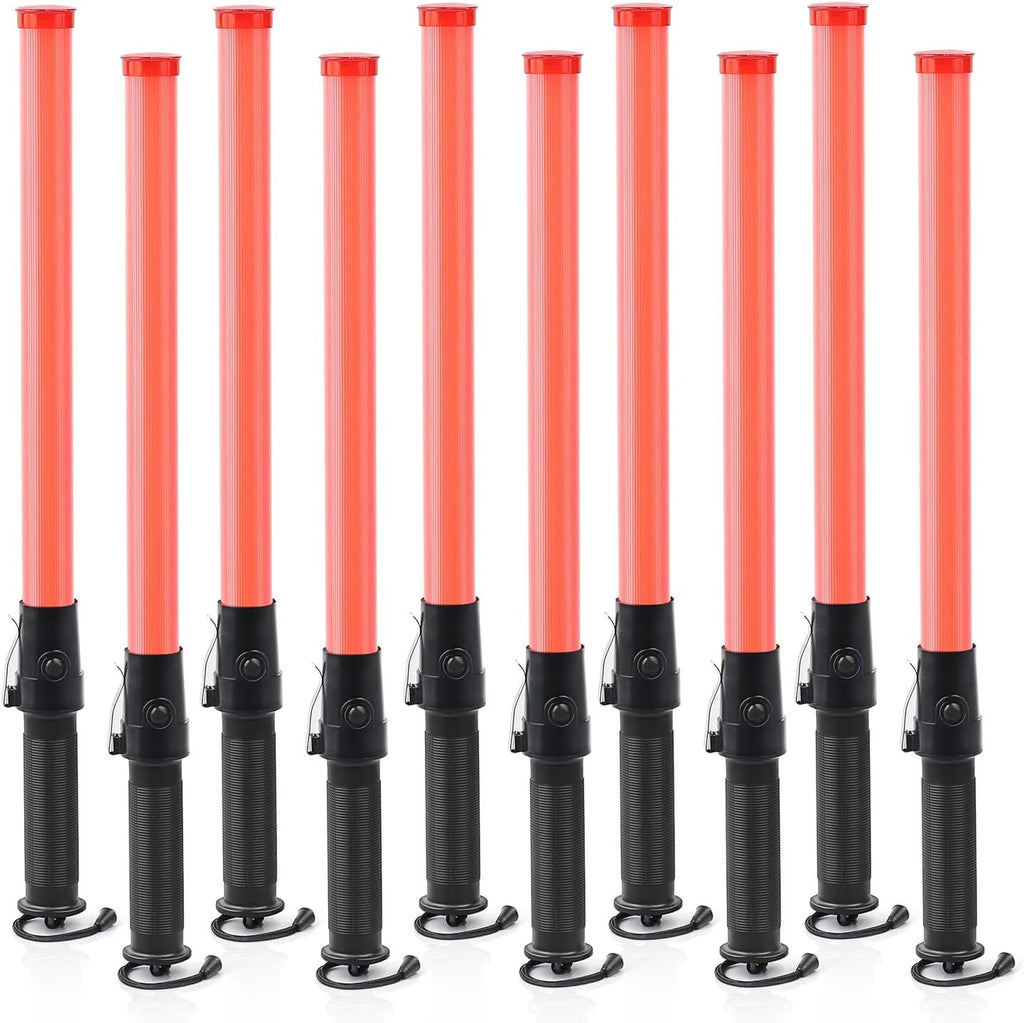 10 Pieces 21-inch Traffic Control Wand with 6 Red LED, 2 Flashing Modes, Pack of 2 S191