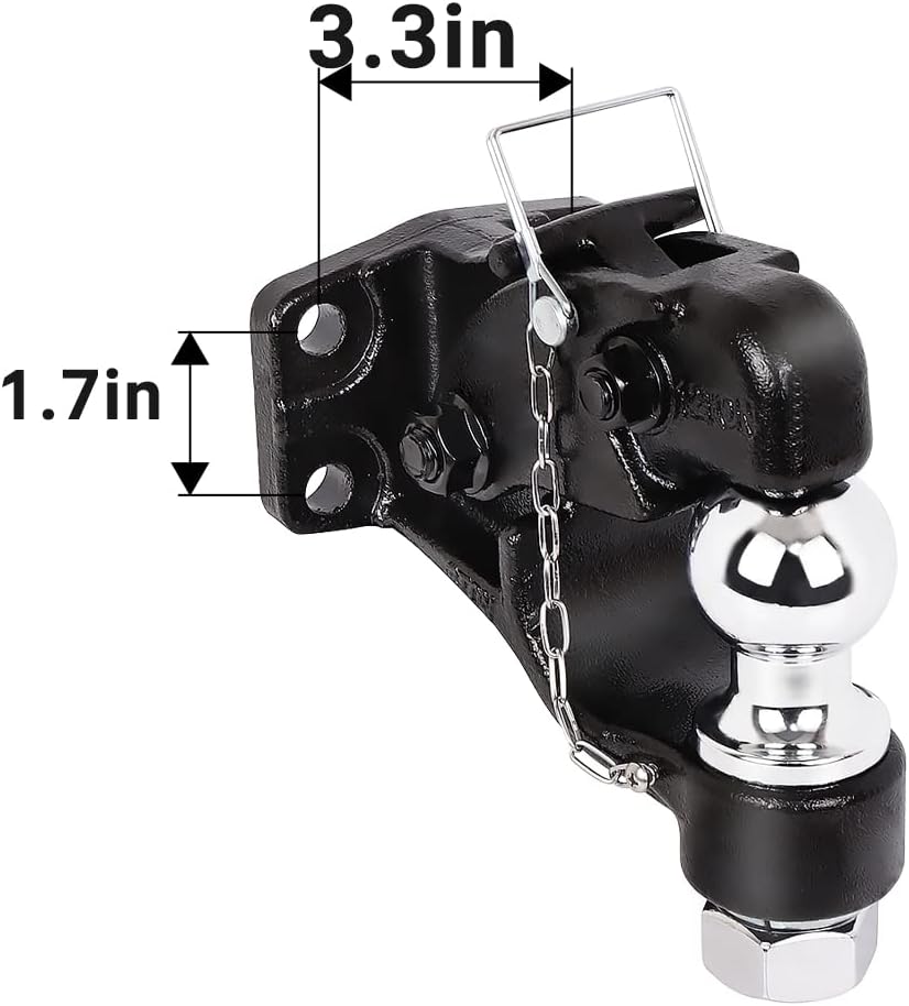 Pintle Hook Trailer Hitches with 2-5/16 Inch Ball, 16000 lbs, Black Powder Coat, Pack of 2 P119