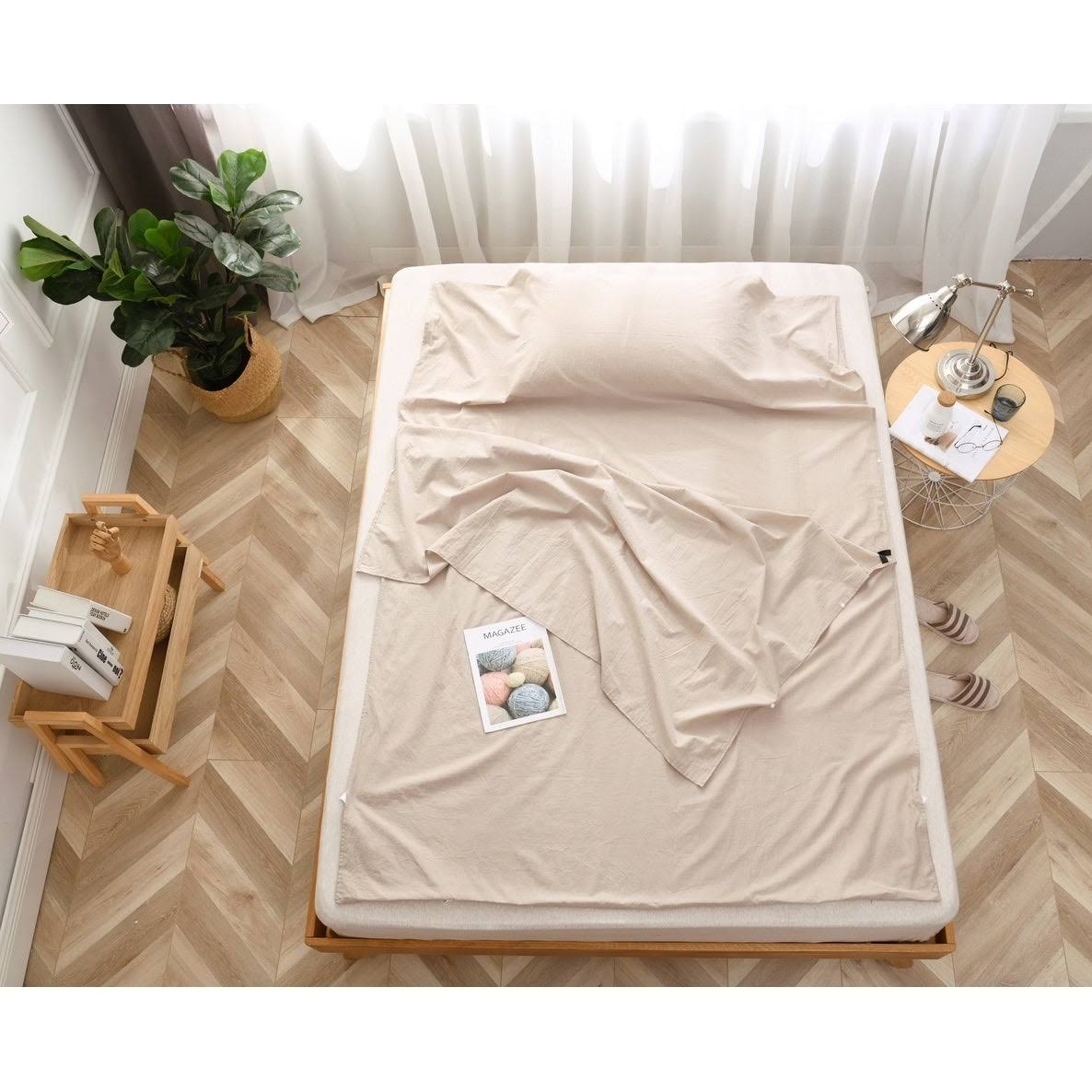 Queen Khaki Packable Travel Airbed Sheet Set with Carrying Bag I999927