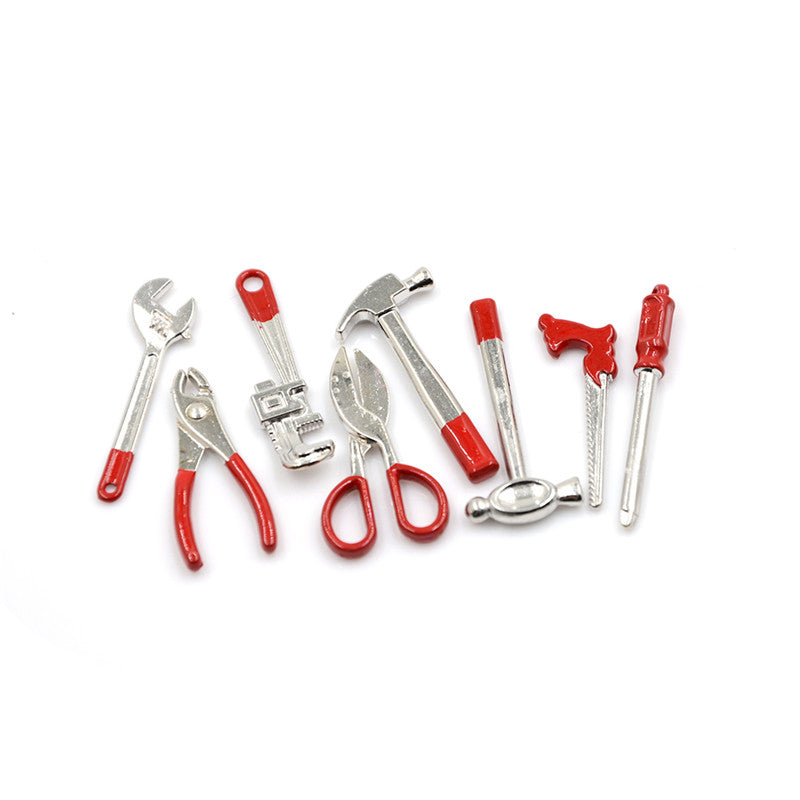 8pcs 1:12 Scale Miniature Metal Hand Tools Set C32392