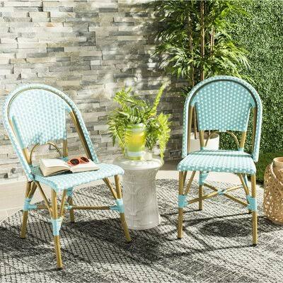 Teal Wicker Patio Dining Side Chair G674730