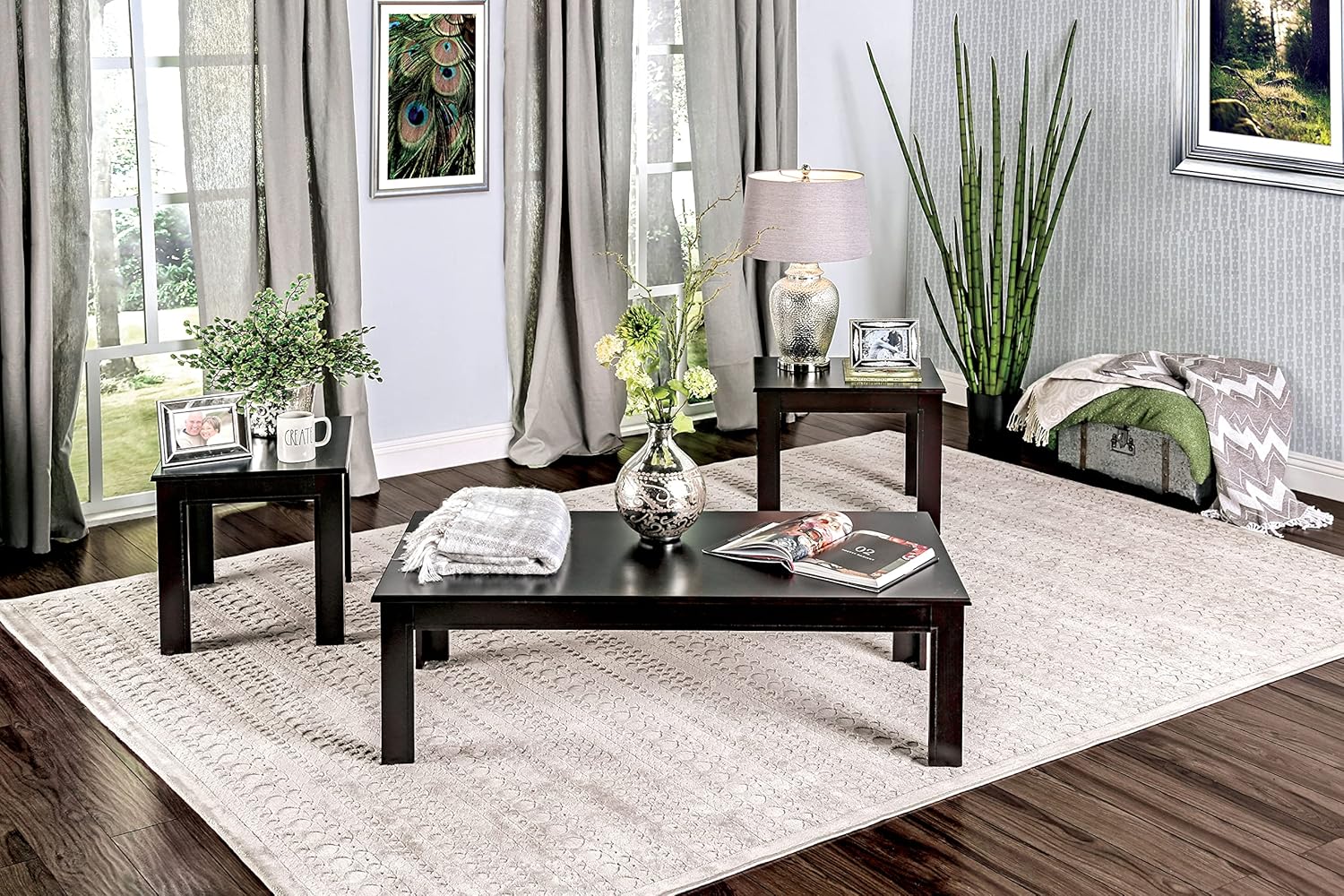 Black 3-Piece Accent Table Set X4161