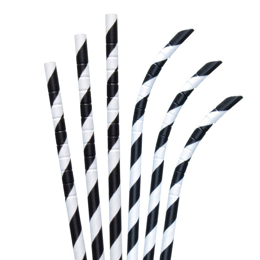 Black White Striped Paper Straw - 4800/Case W49897